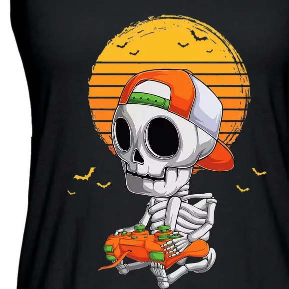 Skeleton Halloween Video Gamer Ladies Essential Flowy Tank