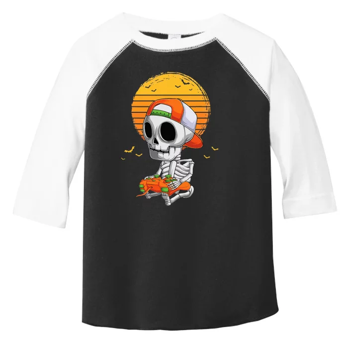 Skeleton Halloween Video Gamer Toddler Fine Jersey T-Shirt