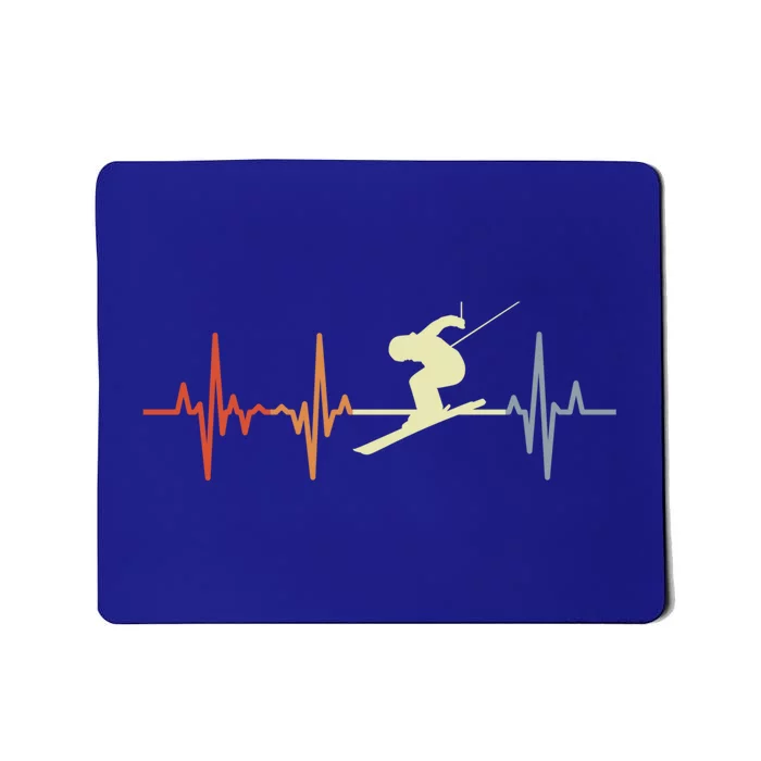 Skier Heartbeat Vintage Skiing Lover Extreme Sports Funny Gift Mousepad