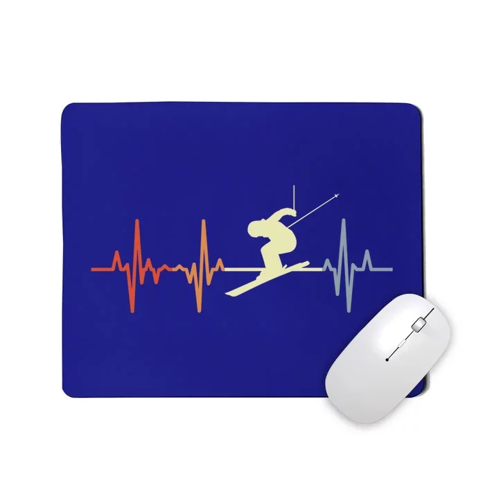 Skier Heartbeat Vintage Skiing Lover Extreme Sports Gift Mousepad