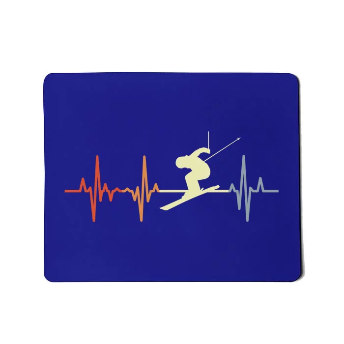 Skier Heartbeat Vintage Skiing Lover Extreme Sports Gift Mousepad