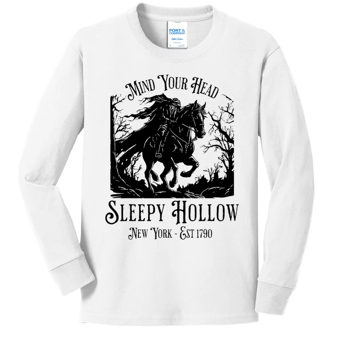 Sleepy Hollow Vintage Headless Horseman Halloween Kids Long Sleeve Shirt