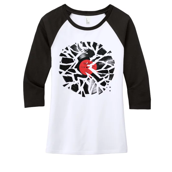 Smash Hit Vinyl Record Rock Vinyl Record Women's Tri-Blend 3/4-Sleeve Raglan Shirt