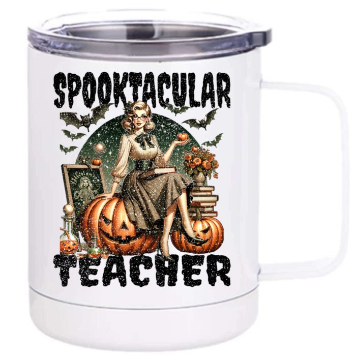 Spooktacular Halloween Vintage Design For Teachers Gift Front & Back 12oz Stainless Steel Tumbler Cup