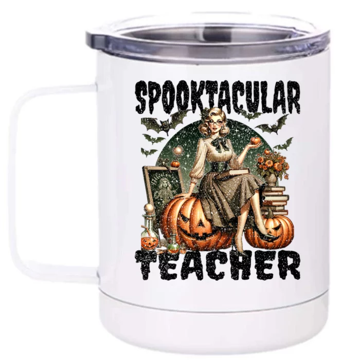 Spooktacular Halloween Vintage Design For Teachers Gift Front & Back 12oz Stainless Steel Tumbler Cup