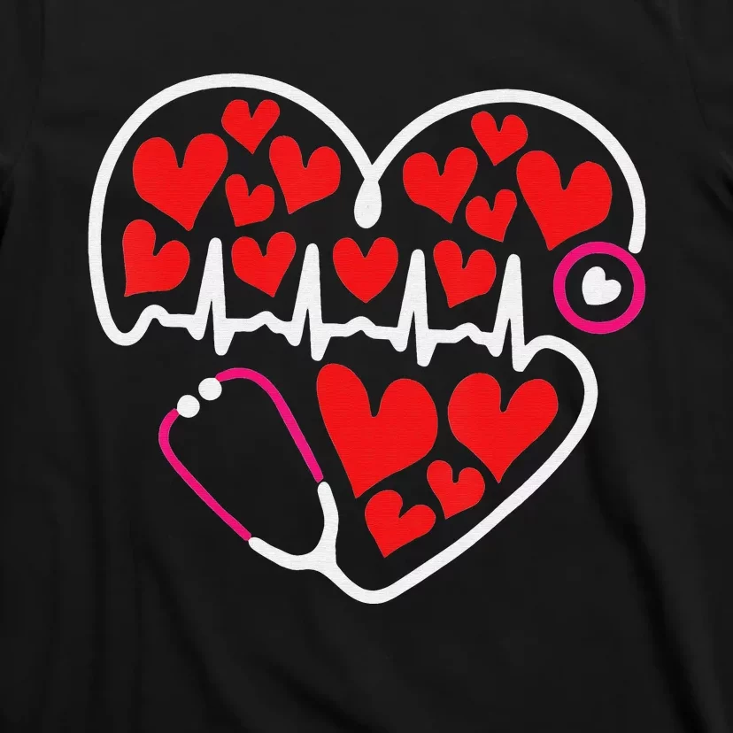 Stethoscope Heart Valentines Day Nurse RN LPN T-Shirt