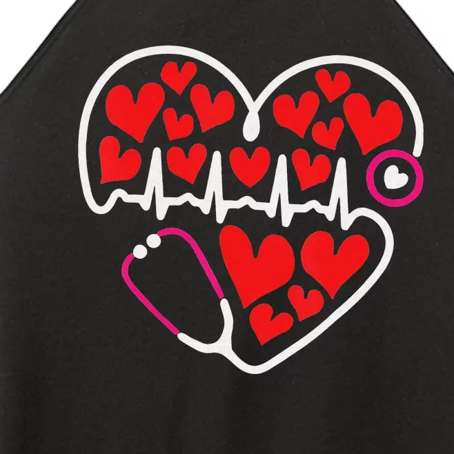 Stethoscope Heart Valentines Day Nurse RN LPN Women’s Perfect Tri Rocker Tank