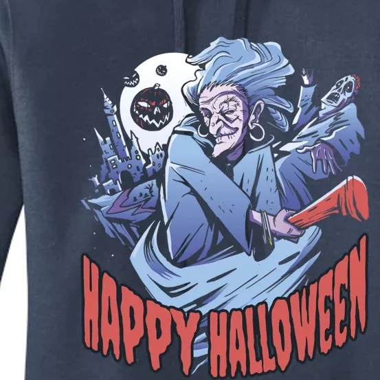 Scary Halloween Witch Full Moon Pumpkins Castle Cute Gift Women's Pullover Hoodie