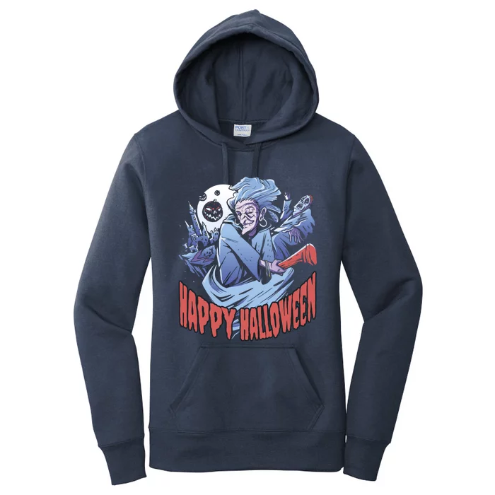 Scary Halloween Witch Full Moon Pumpkins Castle Cute Gift Women's Pullover Hoodie