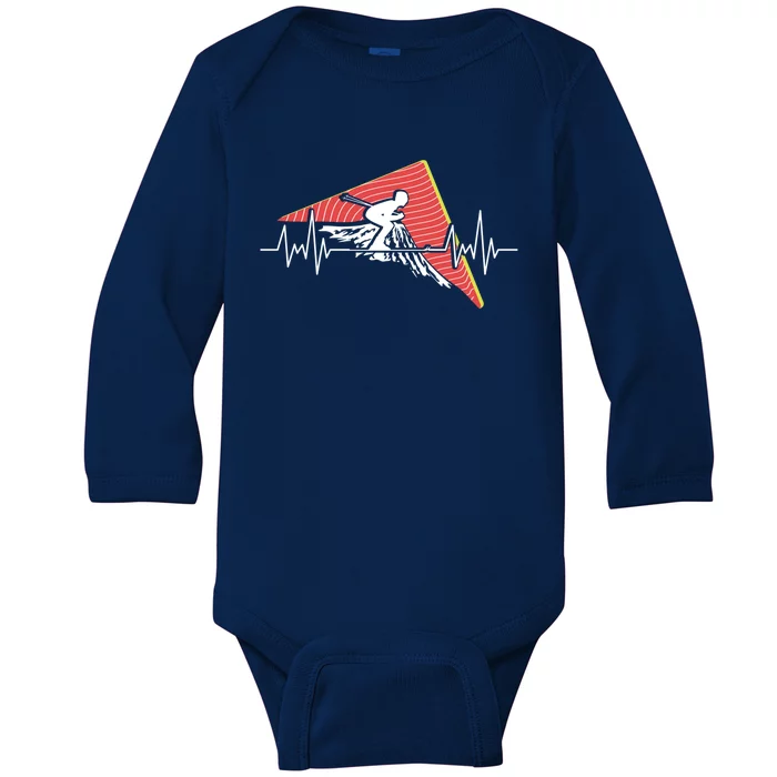 Skiing Heartbeat Winter Sports Mountains Skier Ski Gift Baby Long Sleeve Bodysuit