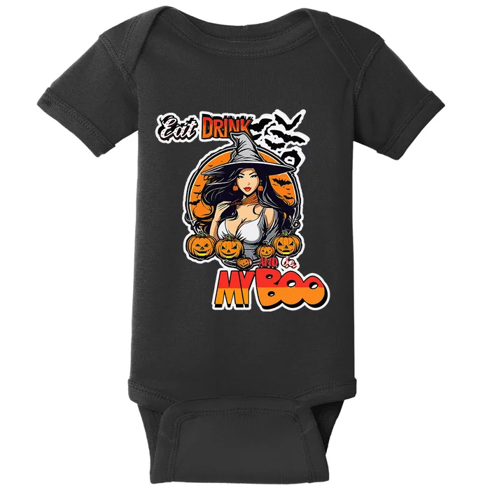 Spellbound Halloween Witch Eat Drink And Be My Boo Baby Bodysuit