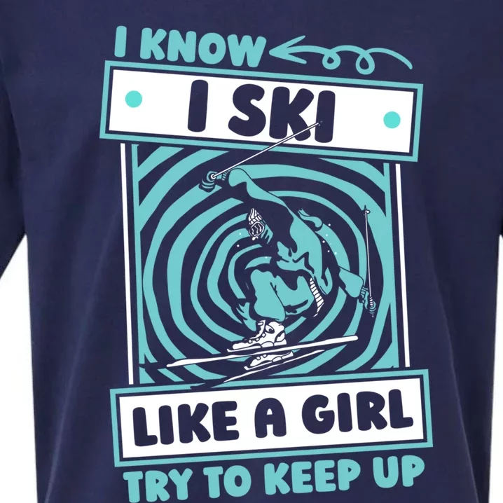 Skier Humor Winter Sports Gift Ski Skiing Gift Sueded Cloud Jersey T-Shirt