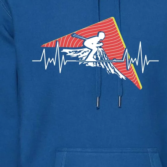 Skiing Heartbeat Winter Sports Mountains Skier Ski Cool Gift Premium Hoodie