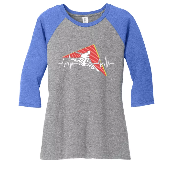 Skiing Heartbeat Winter Sports Mountains Skier Ski Cool Gift Women's Tri-Blend 3/4-Sleeve Raglan Shirt