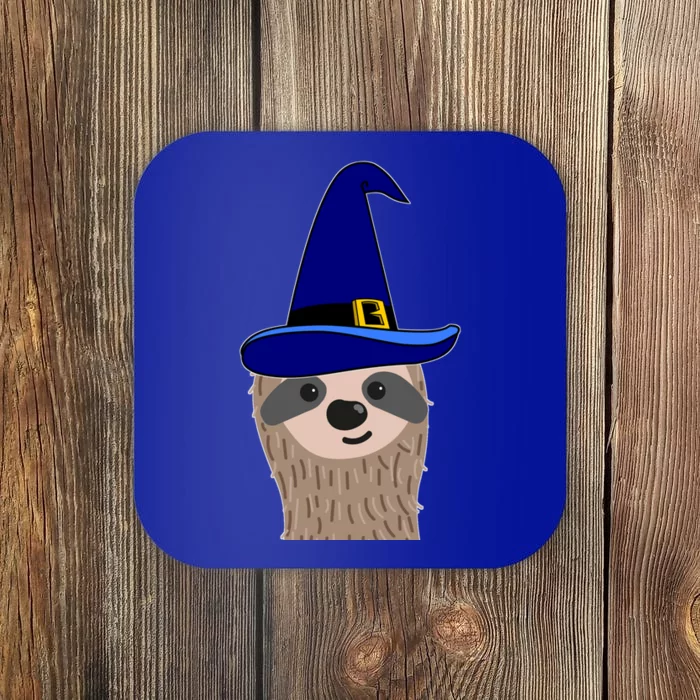 Scary Halloween Wizard Hat Sloth Gift Coaster