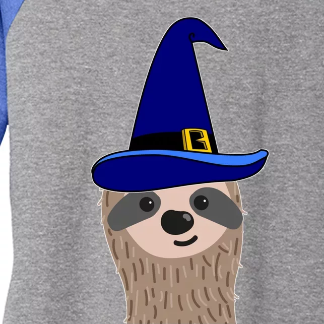 Scary Halloween Wizard Hat Sloth Gift Women's Tri-Blend 3/4-Sleeve Raglan Shirt