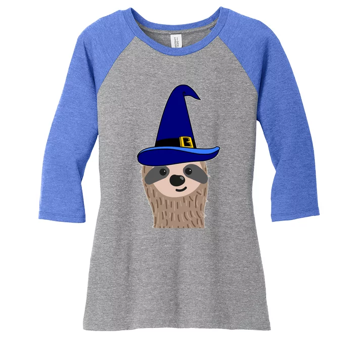 Scary Halloween Wizard Hat Sloth Gift Women's Tri-Blend 3/4-Sleeve Raglan Shirt