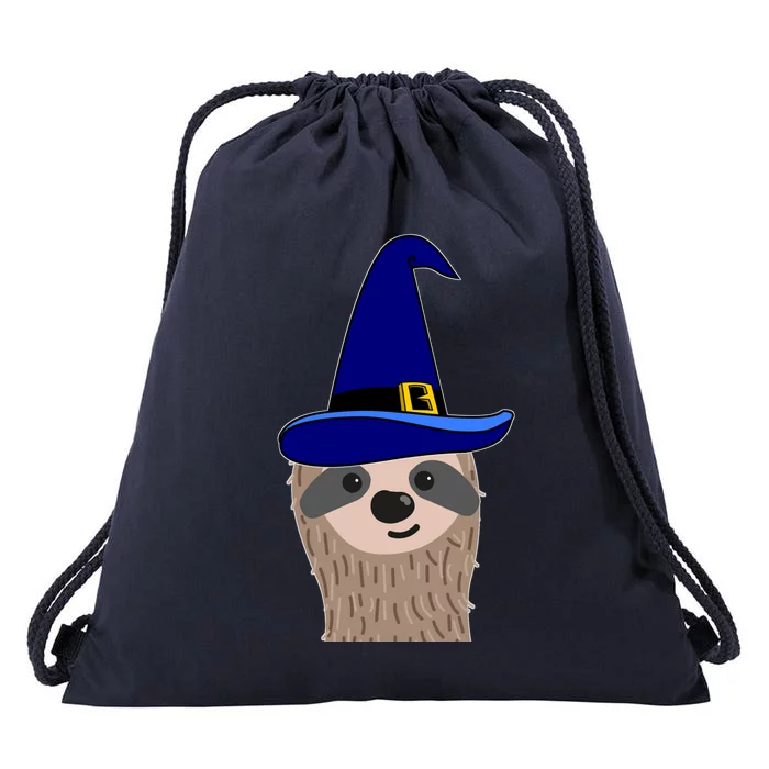 Scary Halloween Wizard Hat Sloth Gift Drawstring Bag