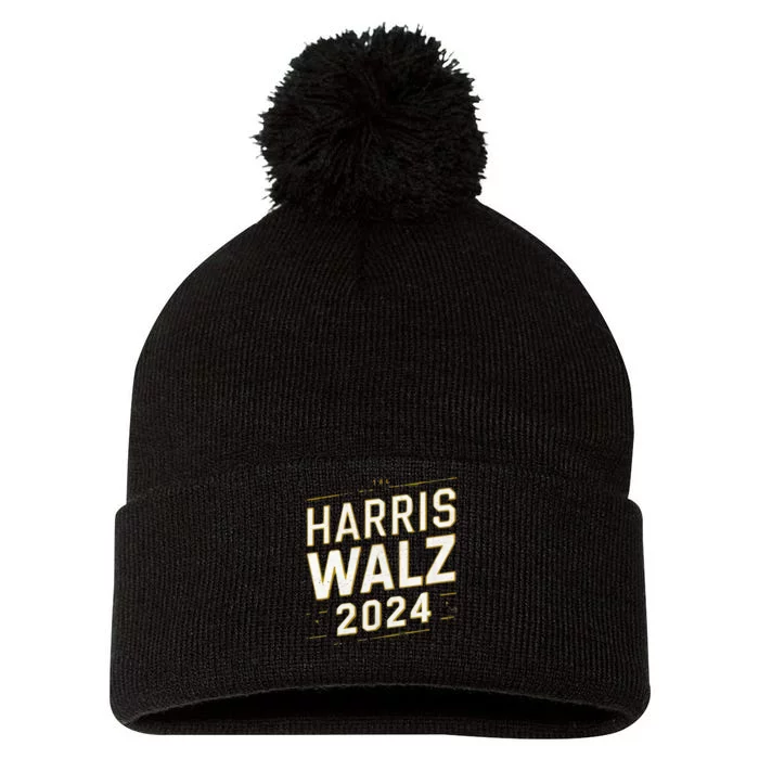 Support Harris Walz 2024 Election Kamala Harris Tim Watz Pom Pom 12in Knit Beanie