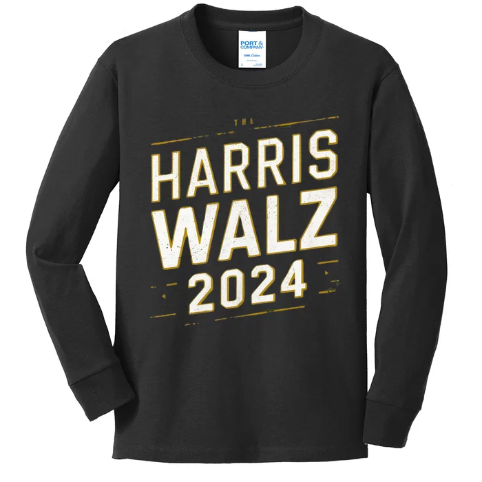 Support Harris Walz 2024 Election Kamala Harris Tim Watz Kids Long Sleeve Shirt