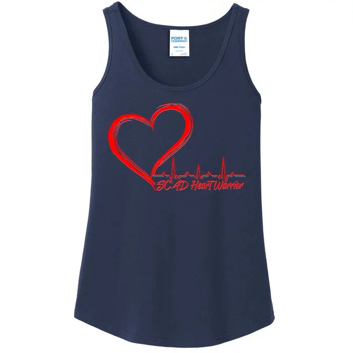 SCAD Heart Warrior Heartbeat Heart Health Awareness Ladies Essential Tank