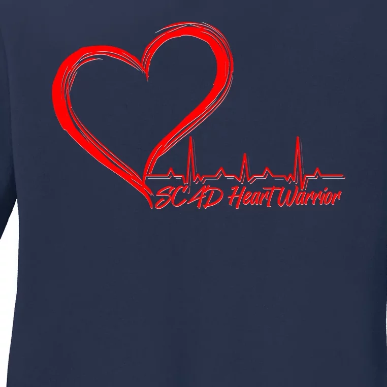 SCAD Heart Warrior Heartbeat Heart Health Awareness Ladies Long Sleeve Shirt