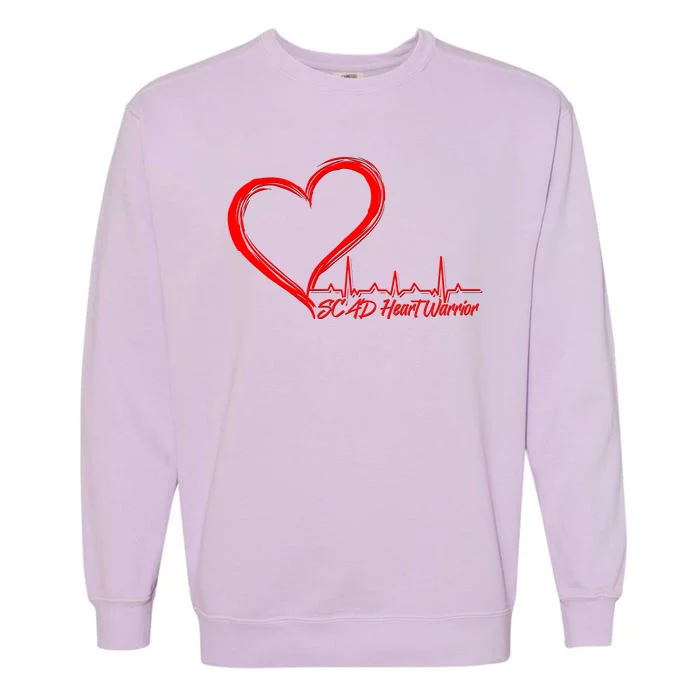 SCAD Heart Warrior Heartbeat Heart Health Awareness Garment-Dyed Sweatshirt