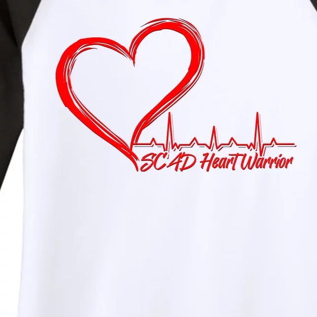 SCAD Heart Warrior Heartbeat Heart Health Awareness Women's Tri-Blend 3/4-Sleeve Raglan Shirt