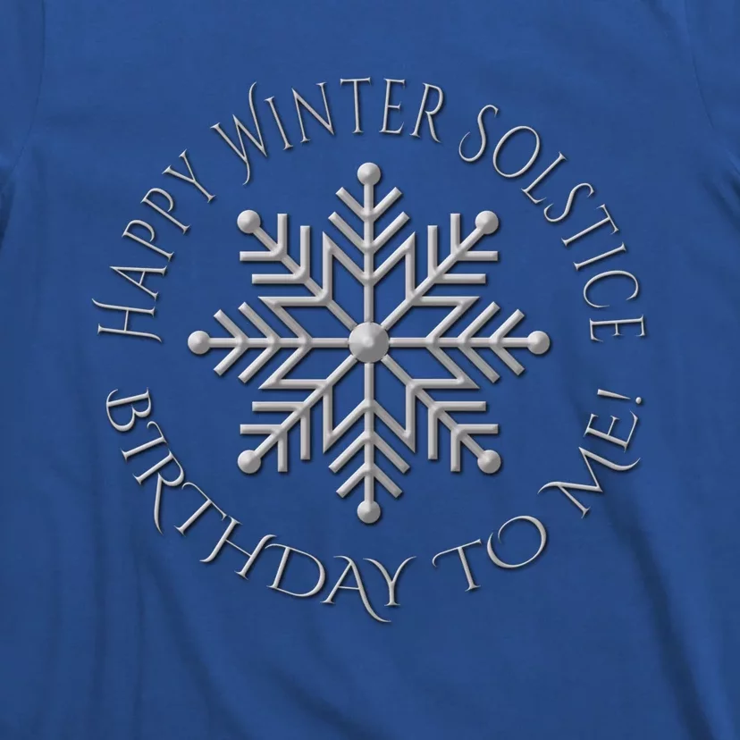 Silver Happy Winter Solstice Birthday To Me Snowflake Art Gift T-Shirt