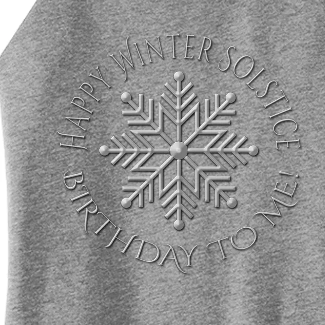 Silver Happy Winter Solstice Birthday To Me Snowflake Art Gift Women’s Perfect Tri Rocker Tank