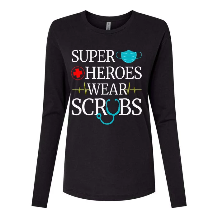 Super Heroes Wear Scrubs Nursing Cute Medical Nurse Womens Cotton Relaxed Long Sleeve T-Shirt