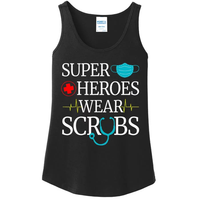 Super Heroes Wear Scrubs Nursing Cute Medical Nurse Ladies Essential Tank