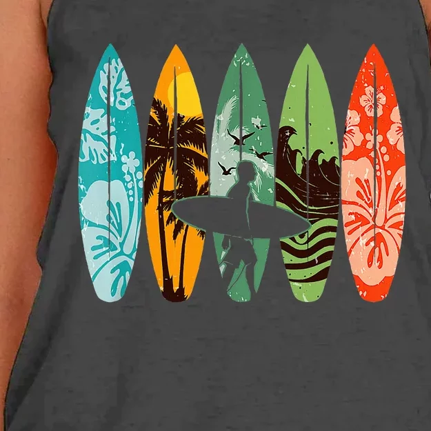 Surfboarder Hawaii Wave Surfing Surfboard Lover Beach Surfer Women's Knotted Racerback Tank