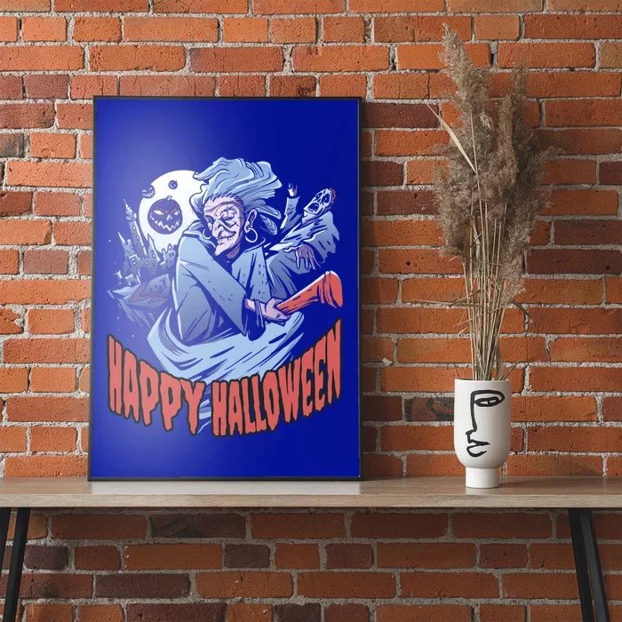 Scary Halloween Witch Full Moon Pumpkins Castle Great Gift Poster