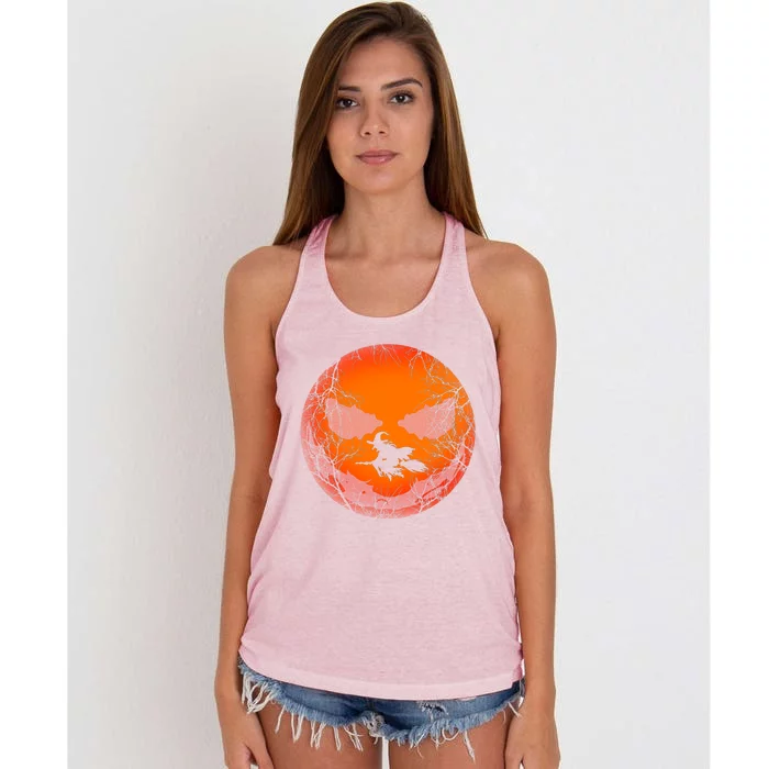 Scary Halloween Witch Wicked Moon Design Costume Cool Gift Women's Knotted Racerback Tank