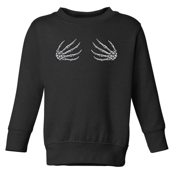 Skeleton Hands Women Spooky Halloween Rock Band Concerts Toddler Sweatshirt