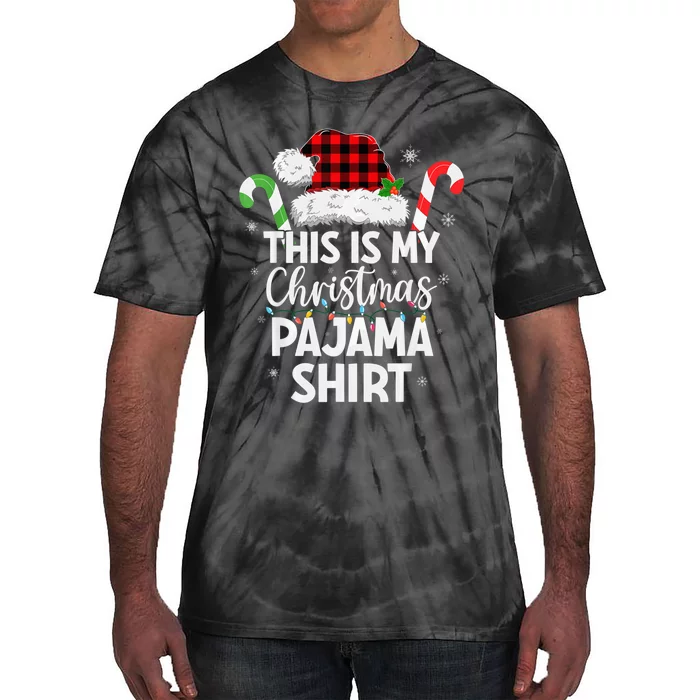 Santa Hat Xmas Lights Red Plaid Funny This is My Christmas Tie-Dye T-Shirt