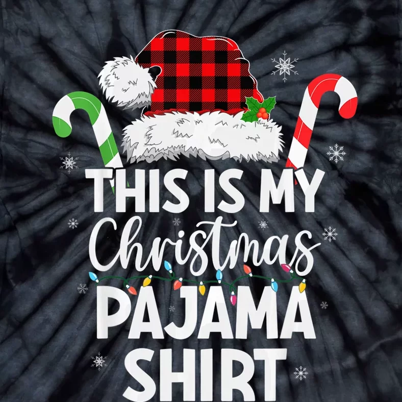 Santa Hat Xmas Lights Red Plaid Funny This is My Christmas Tie-Dye T-Shirt