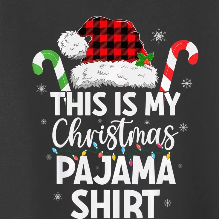 Santa Hat Xmas Lights Red Plaid Funny This is My Christmas Toddler T-Shirt