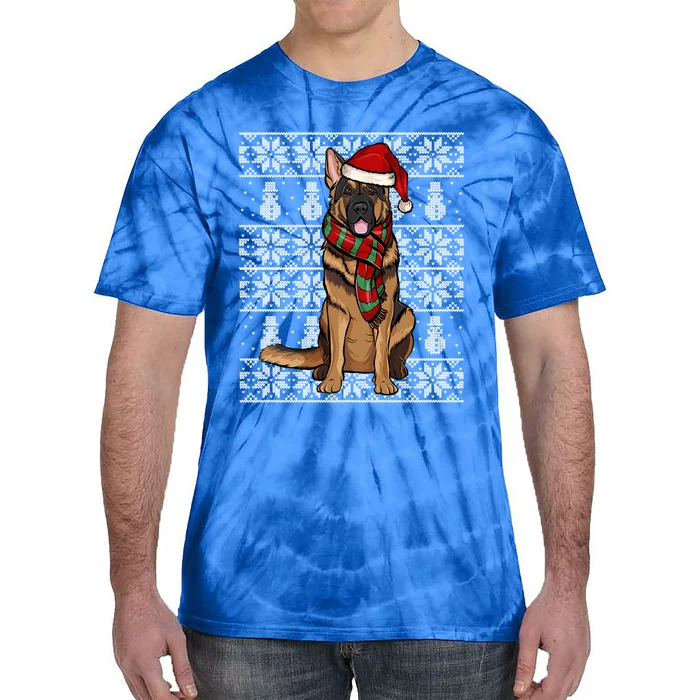 Santa Hat Xmas Ger Shepherd Ugly Christmas Gift Tie-Dye T-Shirt