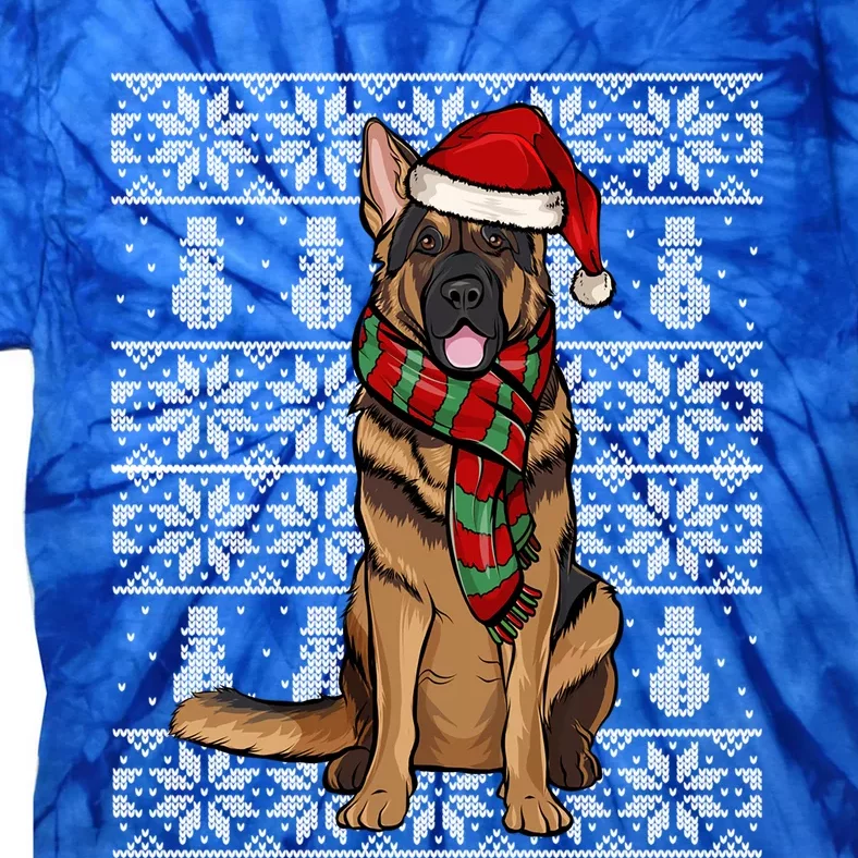 Santa Hat Xmas Ger Shepherd Ugly Christmas Gift Tie-Dye T-Shirt