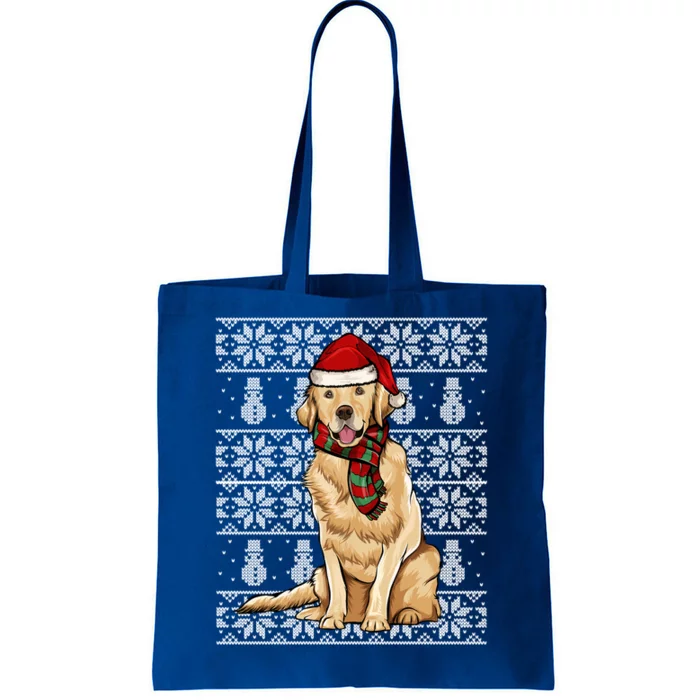 Santa Hat Xmas Golden Retriever Ugly Christmas Gift Tote Bag