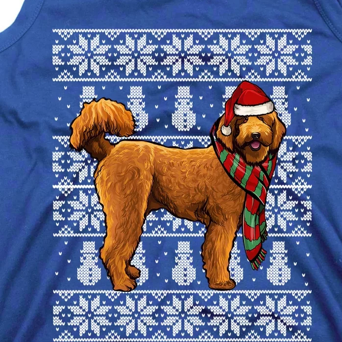 Santa Hat Xmas Brown Poodle Ugly Christmas Gift Tank Top