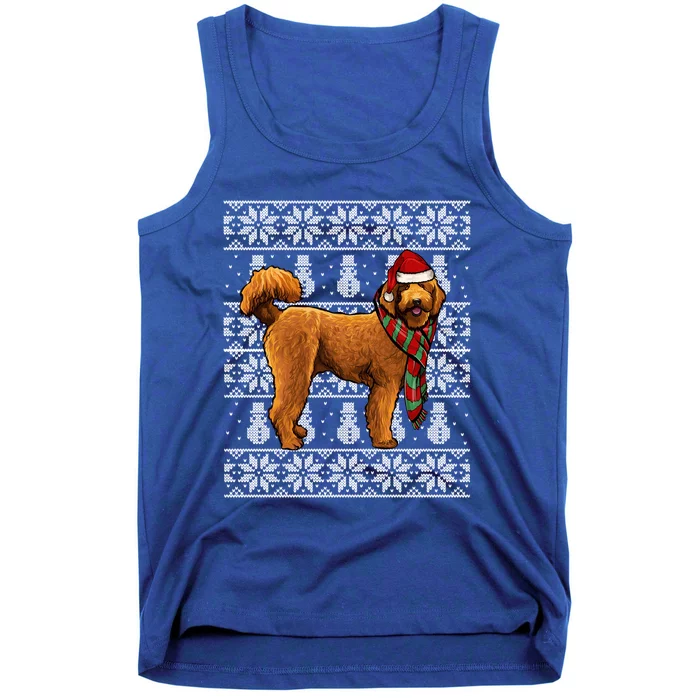 Santa Hat Xmas Brown Poodle Ugly Christmas Gift Tank Top