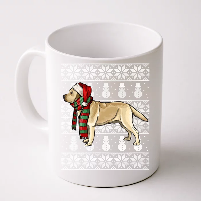 Santa Hat Xmas Yellow Labrador Retriever Ugly Christmas Meaningful Gift Front & Back Coffee Mug