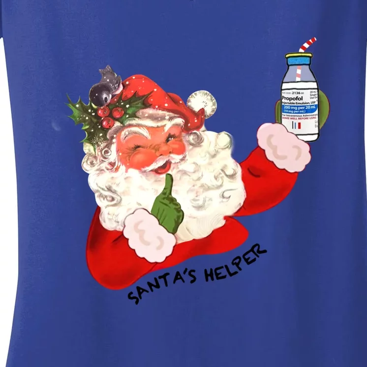 SantaS Helper Xmas Icu Nurse Crna Propofol Pharmacy Tech Great Gift Women's V-Neck T-Shirt