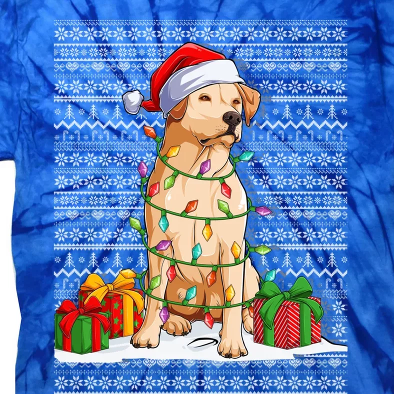 Santa Hat Xmas Yellow Labrador Retriever Ugly Christmas Gift Tie-Dye T-Shirt