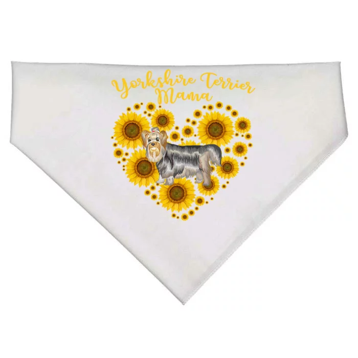 Sunflower Heart Yorkshire Terrier Mama Funny Mothers Day Gift USA-Made Doggie Bandana