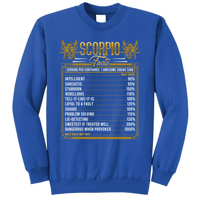 Scorpio Horoscope Zodiac Facts Traits Rules Astrological Gift Tall Sweatshirt