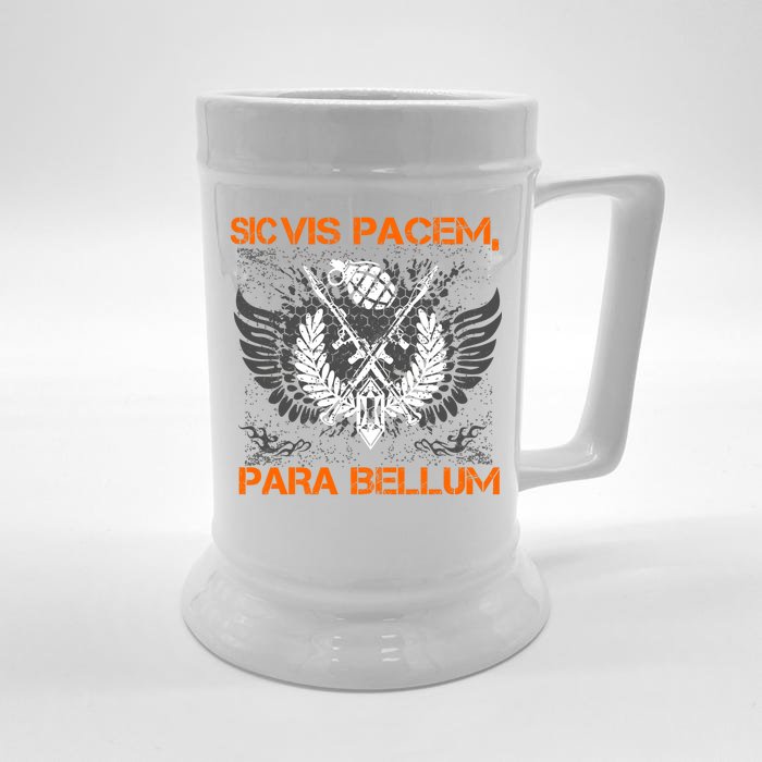 Si Vis Pacem Para Bellum Peace War Front & Back Beer Stein